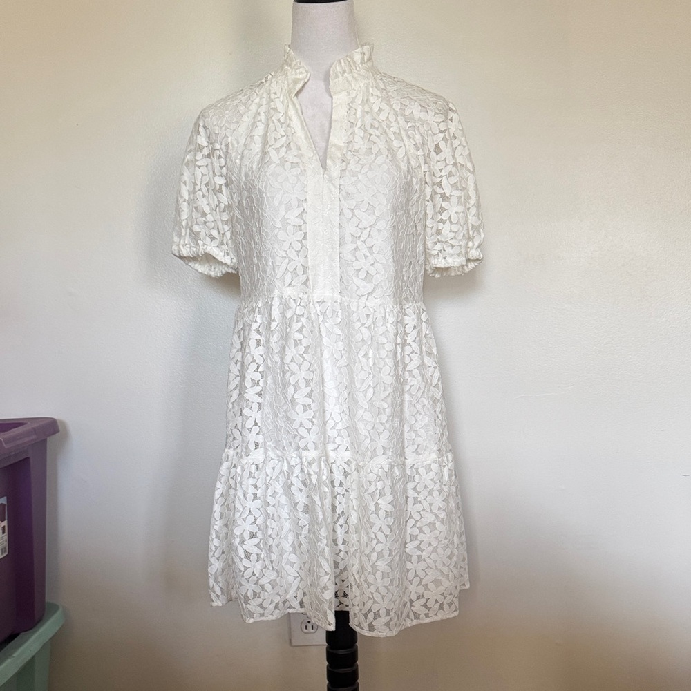CeCe Ivory Lace Mini Dress